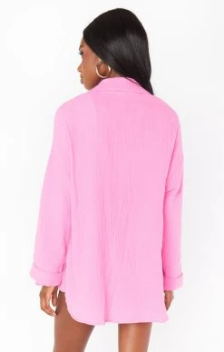 Show Me Your Mumu Weekday Button Up ~ Bubblegum Gauze -Fashion Womens Discount Store MM3 5598 PK87 04