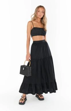 Show Me Your Mumu Cartagena Skirt ~ Black Poplin -Fashion Womens Discount Store MM3 5690 XB05 1