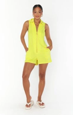 Show Me Your Mumu Reno Romper ~ Neon Yellow Terry -Fashion Womens Discount Store MM3 670 NY94 01 b621d796 a881 4e41 aebd 4c6d492908d8