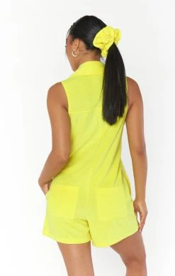 Show Me Your Mumu Reno Romper ~ Neon Yellow Terry -Fashion Womens Discount Store MM3 670 NY94 03 3112ed0d f66e 4663 b5f2 b06aacb97ca0