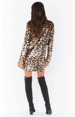 Show Me Your Mumu Bazel Blazer Dress ~ Party Cheetah Sequins -Fashion Womens Discount Store MR0 4687 PC19 04