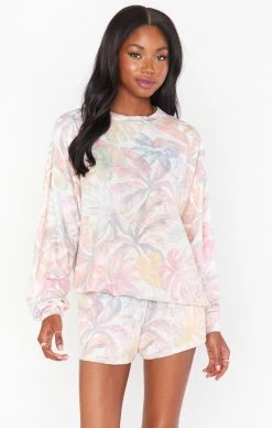 Show Me Your Mumu Palmer Sweatshirt ~ Tropical Palm Knit -Fashion Womens Discount Store MR1 4791 ZR01 01 1