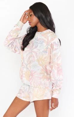Show Me Your Mumu Palmer Sweatshirt ~ Tropical Palm Knit -Fashion Womens Discount Store MR1 4791 ZR01 01 2