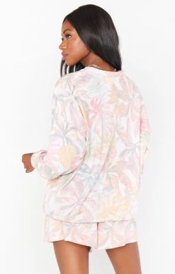 Show Me Your Mumu Palmer Sweatshirt ~ Tropical Palm Knit -Fashion Womens Discount Store MR1 4791 ZR01 01 4