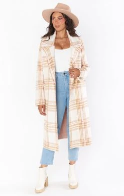 Show Me Your Mumu Melrose Sweater Jacket ~ Neutral Plaid Knit -Fashion Womens Discount Store MR2 3041 NP22 01