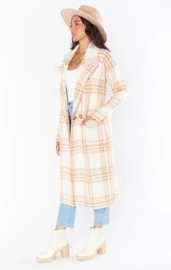 Show Me Your Mumu Melrose Sweater Jacket ~ Neutral Plaid Knit -Fashion Womens Discount Store MR2 3041 NP22 02