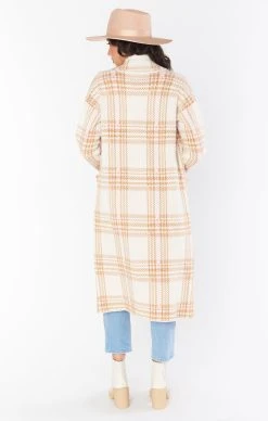 Show Me Your Mumu Melrose Sweater Jacket ~ Neutral Plaid Knit -Fashion Womens Discount Store MR2 3041 NP22 03