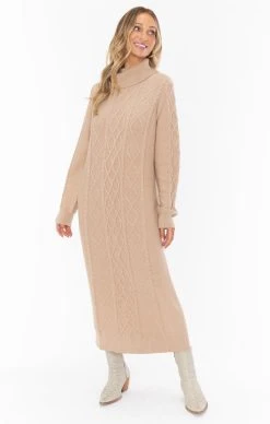 Show Me Your Mumu Montreal Midi Dress ~ Taupe Cable Knit