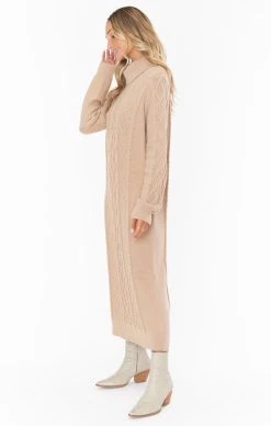 Show Me Your Mumu Montreal Midi Dress ~ Taupe Cable Knit -Fashion Womens Discount Store MR2 4376 TP08 01 2