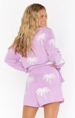 Show Me Your Mumu Go To Sweater ~ Lilac Palm Tree Knit -Fashion Womens Discount Store MR2 4938 LP06 03