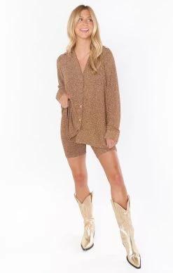 Show Me Your Mumu Bop Around Biker Shorts ~ Gold Shimmy Shine -Fashion Womens Discount Store MR2 5442 SS55 02