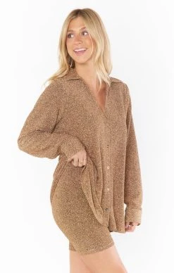 Show Me Your Mumu Bop Around Biker Shorts ~ Gold Shimmy Shine -Fashion Womens Discount Store MR2 5442 SS55 03