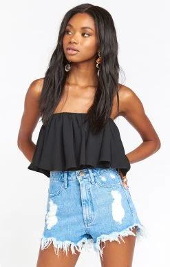 Show Me Your Mumu Heidi Ruffle Crop ~ Black