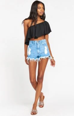 Show Me Your Mumu Heidi Ruffle Crop ~ Black -Fashion Womens Discount Store MR9 627 BK57 04