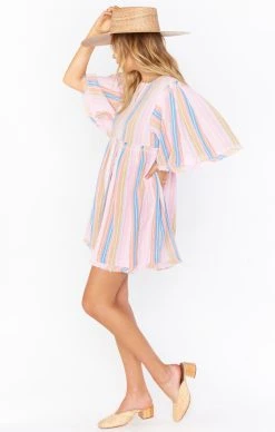 Show Me Your Mumu Brooks Babydoll Mini Dress ~ Paradise Stripe -Fashion Womens Discount Store MS1 4592 PA42 01 10