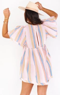 Show Me Your Mumu Brooks Babydoll Mini Dress ~ Paradise Stripe -Fashion Womens Discount Store MS1 4592 PA42 01 2