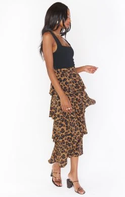 Show Me Your Mumu Full Swing Skirt ~ Caramel Cheetah -Fashion Womens Discount Store MS1 4662 QR04 02