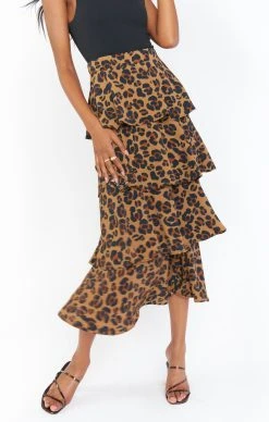 Show Me Your Mumu Full Swing Skirt ~ Caramel Cheetah -Fashion Womens Discount Store MS1 4662 QR04 04