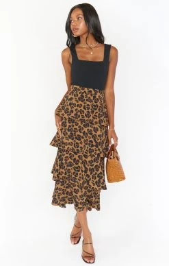 Show Me Your Mumu Full Swing Skirt ~ Caramel Cheetah -Fashion Womens Discount Store MS1 4662 QR04 05