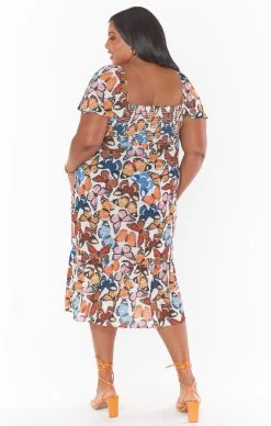 Show Me Your Mumu Brenda Midi Dress ~ Baileys Butterflies -Fashion Womens Discount Store MS2 4427X BF57 01