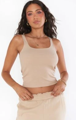 Show Me Your Mumu Hangout Tank ~ Tan Rib Knit