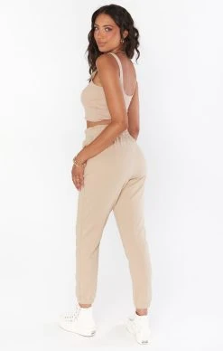 Show Me Your Mumu Lazy Chic Jogger ~ Tan Knit -Fashion Womens Discount Store MS2 4864 TK22 04