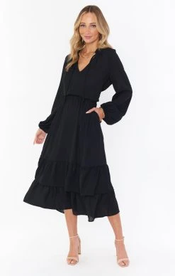 Show Me Your Mumu Cait Midi Dress ~ Black