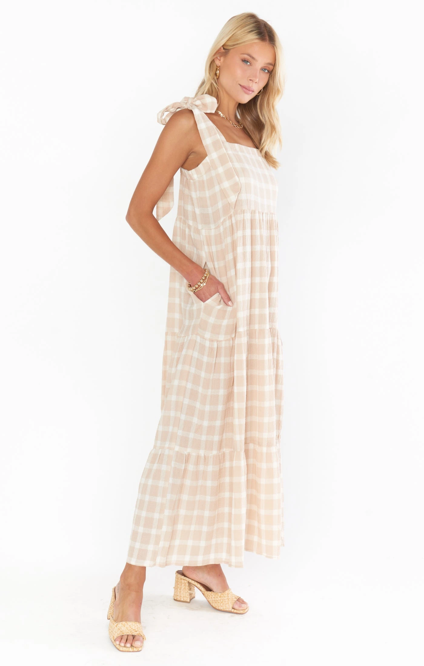 Show Me Your Mumu Arabella Maxi Dress ~ Cream Plaid 5 Show Me Your Mumu Arabella Maxi Dress ~ Cream Plaid - Image 3