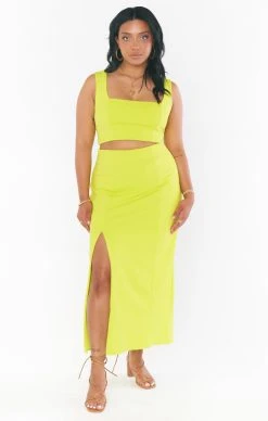 Show Me Your Mumu Cecilia Midi Skirt ~ Citrine Stretch