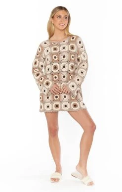 Show Me Your Mumu Mamacita Coverup ~ Neutral Flower Crochet -Fashion Womens Discount Store MS3 5085 NF05 02