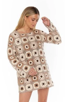 Show Me Your Mumu Mamacita Coverup ~ Neutral Flower Crochet -Fashion Womens Discount Store MS3 5085 NF05 03
