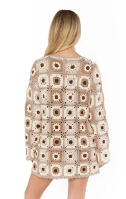 Show Me Your Mumu Mamacita Coverup ~ Neutral Flower Crochet -Fashion Womens Discount Store MS3 5085 NF05 08