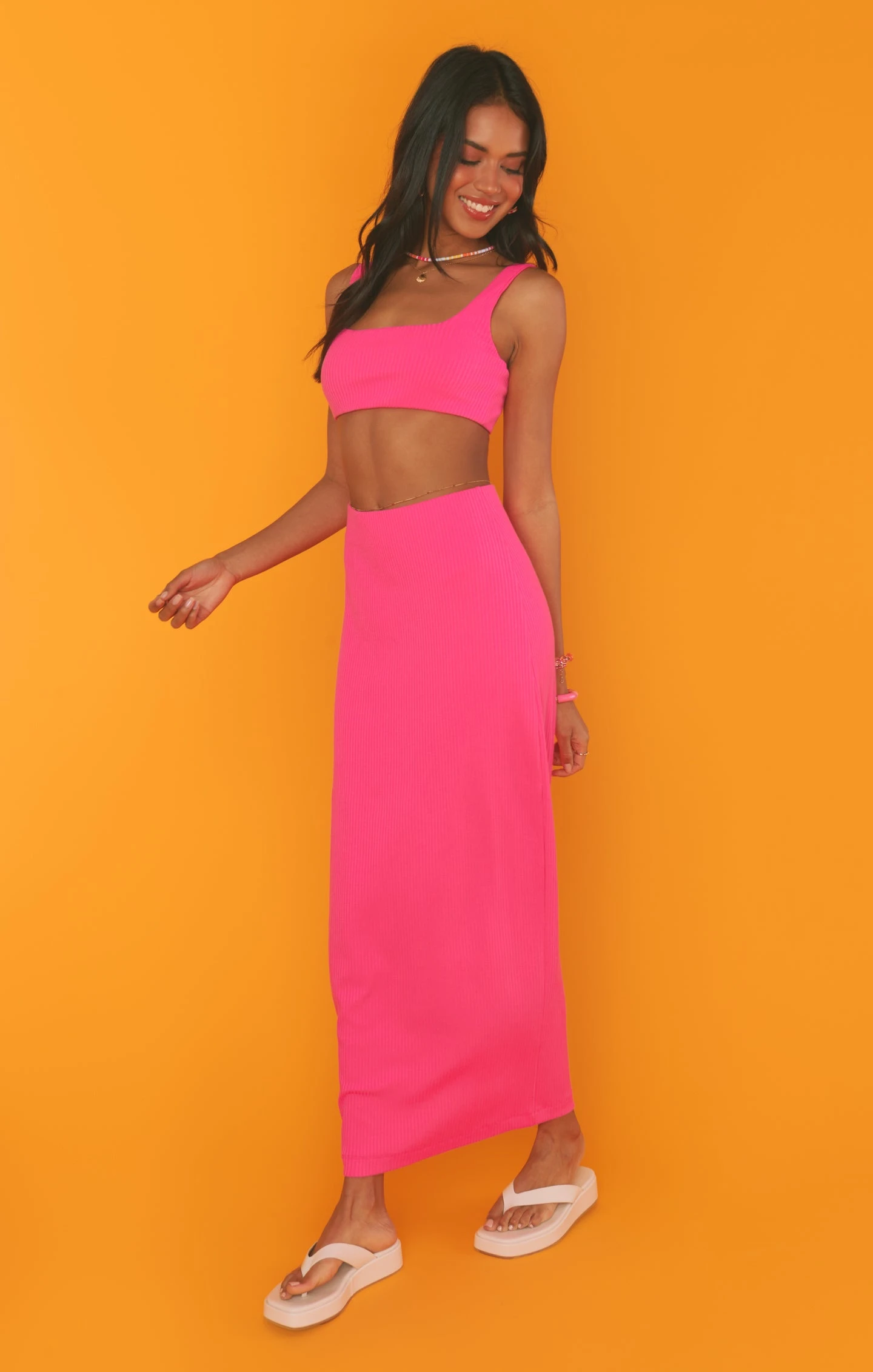 Show Me Your Mumu Elle Skirt ~ Hot Pink Rib Knit 7 Show Me Your Mumu Elle Skirt ~ Hot Pink Rib Knit - Image 5
