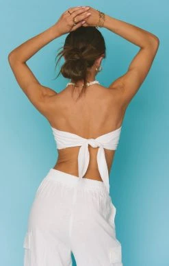 Show Me Your Mumu Kenny Scarf Top ~ White Linen -Fashion Womens Discount Store MS3 5561 WH56 04