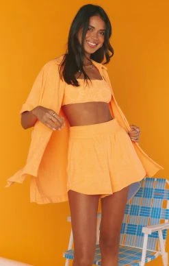 Show Me Your Mumu Parker Button Down ~ Orange Terry -Fashion Womens Discount Store MS3 5562 OR94 01