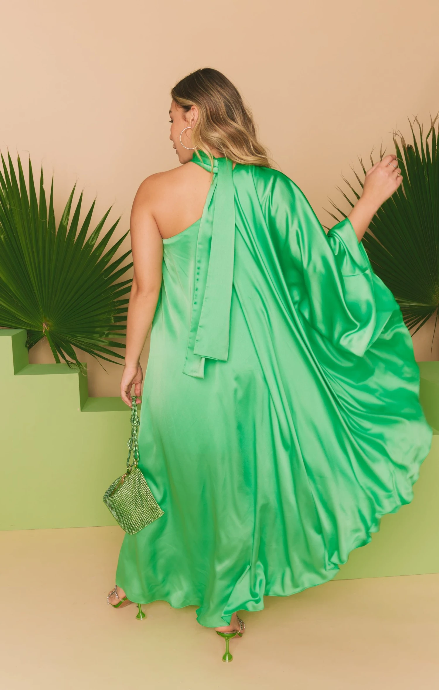 Show Me Your Mumu Rhea One Shoulder Dress ~ Kiwi Luxe Satin 10 Show Me Your Mumu Rhea One Shoulder Dress ~ Kiwi Luxe Satin - Image 8