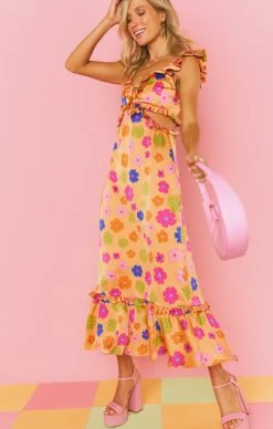 Show Me Your Mumu Lane Midi Dress ~ Poppin Poppy -Fashion Womens Discount Store MS3 5617 XC62 02