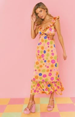 Show Me Your Mumu Lane Midi Dress ~ Poppin Poppy -Fashion Womens Discount Store MS3 5617 XC62 04
