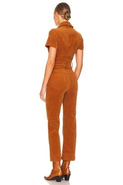 Show Me Your Mumu Cropped Everhart Jumpsuit Camel Corduroy -Fashion Womens Discount Store SHOW WC34 V3
