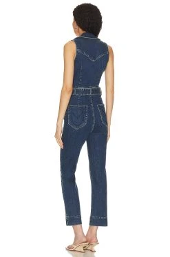 Show Me Your Mumu Jacksonville Cropped Jumpsuit Lunar Blue -Fashion Womens Discount Store SHOW WC44 V3