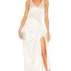 Show Me Your Mumu Hampton Wrap Dress Ivory Luxe Satin