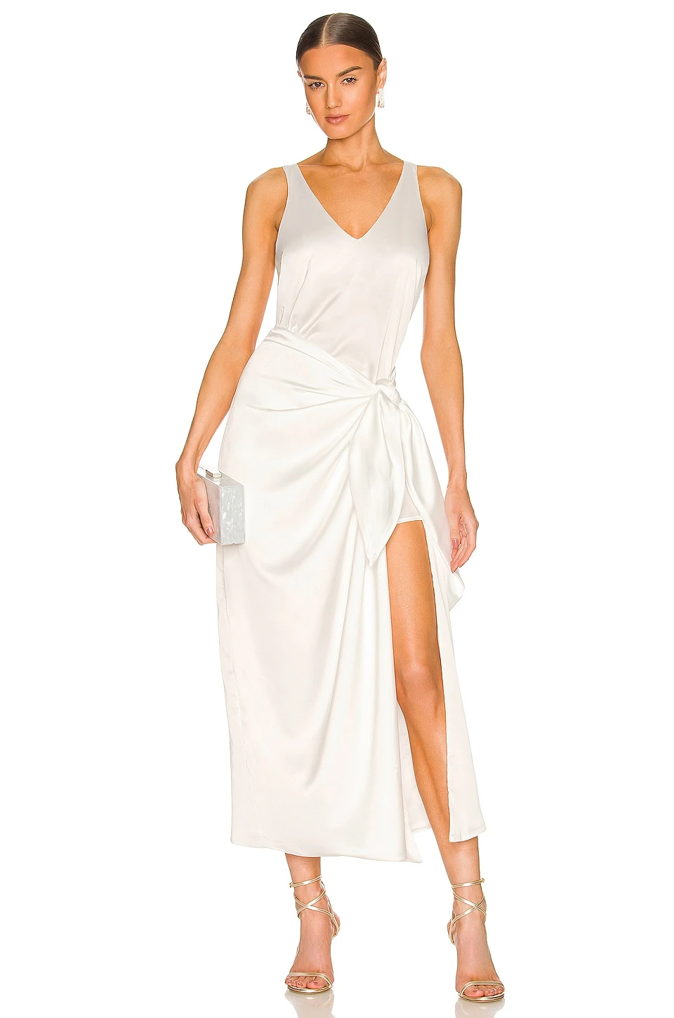 Show Me Your Mumu Hampton Wrap Dress Ivory Luxe Satin 3 Show Me Your Mumu Hampton Wrap Dress Ivory Luxe Satin
