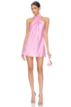 Show Me Your Mumu Jasmine Halter Mini Dress Pink Luxe