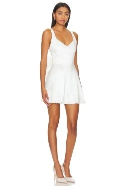 Show Me Your Mumu Charlotte Bow Mini Dress White Taffeta -Fashion Womens Discount Store SHOW WD599 V3