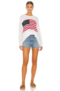 Show Me Your Mumu Woodsy Sweater American Flag Print -Fashion Womens Discount Store SHOW WK124 V4