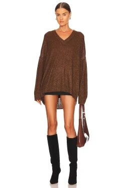 Show Me Your Mumu Ozzy Oversized Sweater Chocolate Knit -Fashion Womens Discount Store SHOW WK126 V4