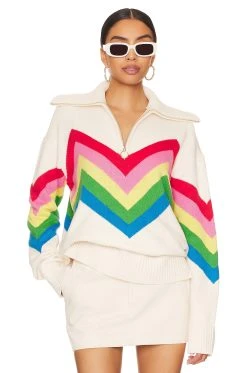 Show Me Your Mumu Weston Half Zip Pullover Rainbow Slope