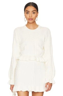 Show Me Your Mumu Ridley Ruffle Sweater Cream