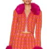Show Me Your Mumu Zermatt Faux Fur Zip Up Pink Geo Jacquard