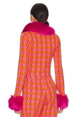 Show Me Your Mumu Zermatt Faux Fur Zip Up Pink Geo Jacquard 10 Show Me Your Mumu Zermatt Faux Fur Zip Up Pink Geo Jacquard -Fashion Womens Discount Store SHOW WK144 V3